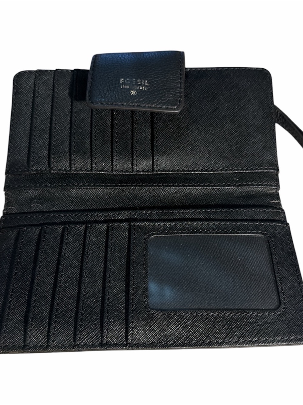 Fossil Black Leather Continental Wallet with Multicolor Teardrop Motif - Picture 5 of 5